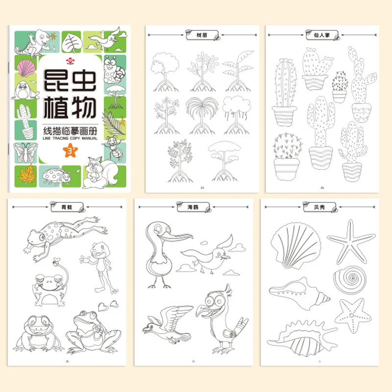 Interesting sketching manuals, drawing books: graffiti and coloring books, children's education art and handicraft sketchbooks