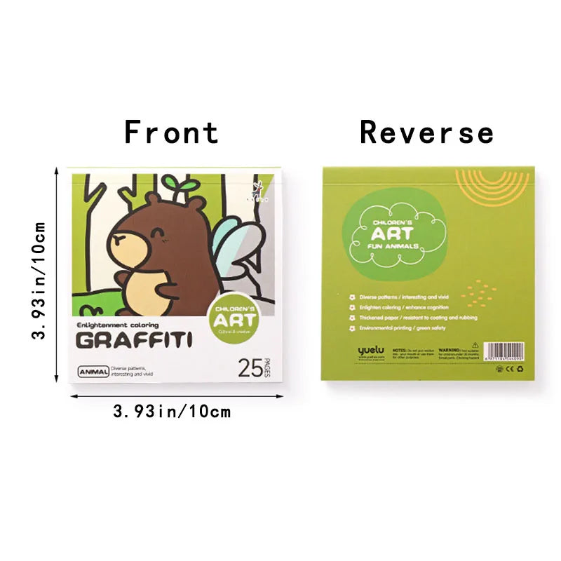 Cartoon convenient coloring book, 25 mini watercolor coloring books, painting album note coloring book