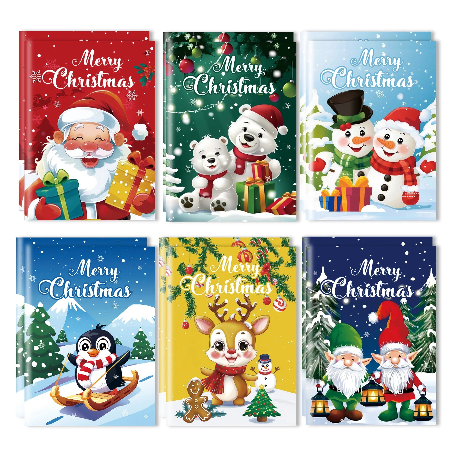 6 sets of Christmas coloring books, cartoon doodles, coloring books for children, holiday party, Christmas Eve coloring books