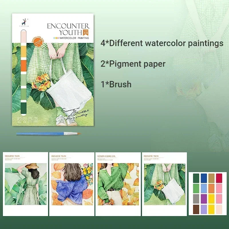 Children Watercolor Painting Book 4 Style Gouache Graffiti Picture Coloring Books Kids Drawing Notebooks Stationery Gifts