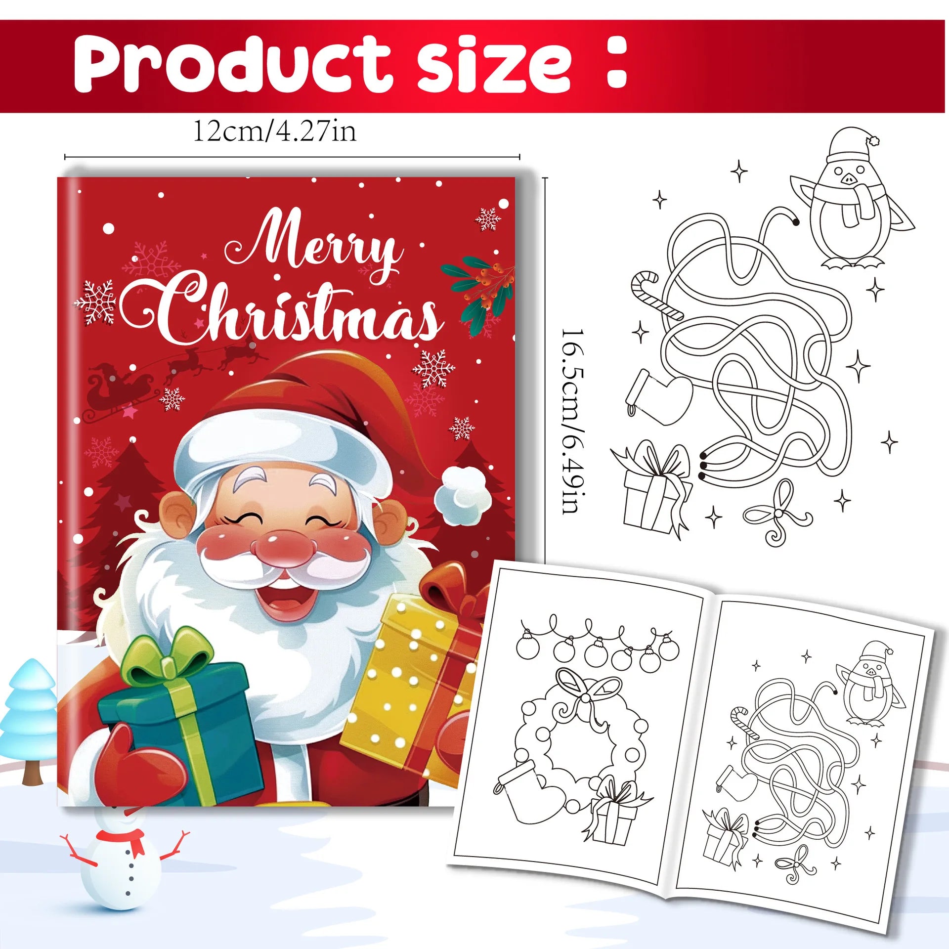 6 sets of Christmas coloring books, cartoon doodles, coloring books for children, holiday party, Christmas Eve coloring books
