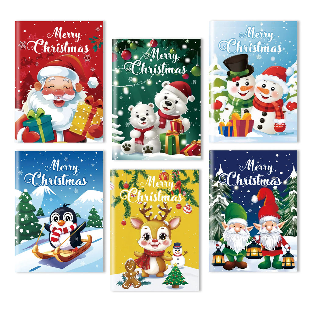 6 sets of Christmas coloring books, cartoon doodles, coloring books for children, holiday party, Christmas Eve coloring books