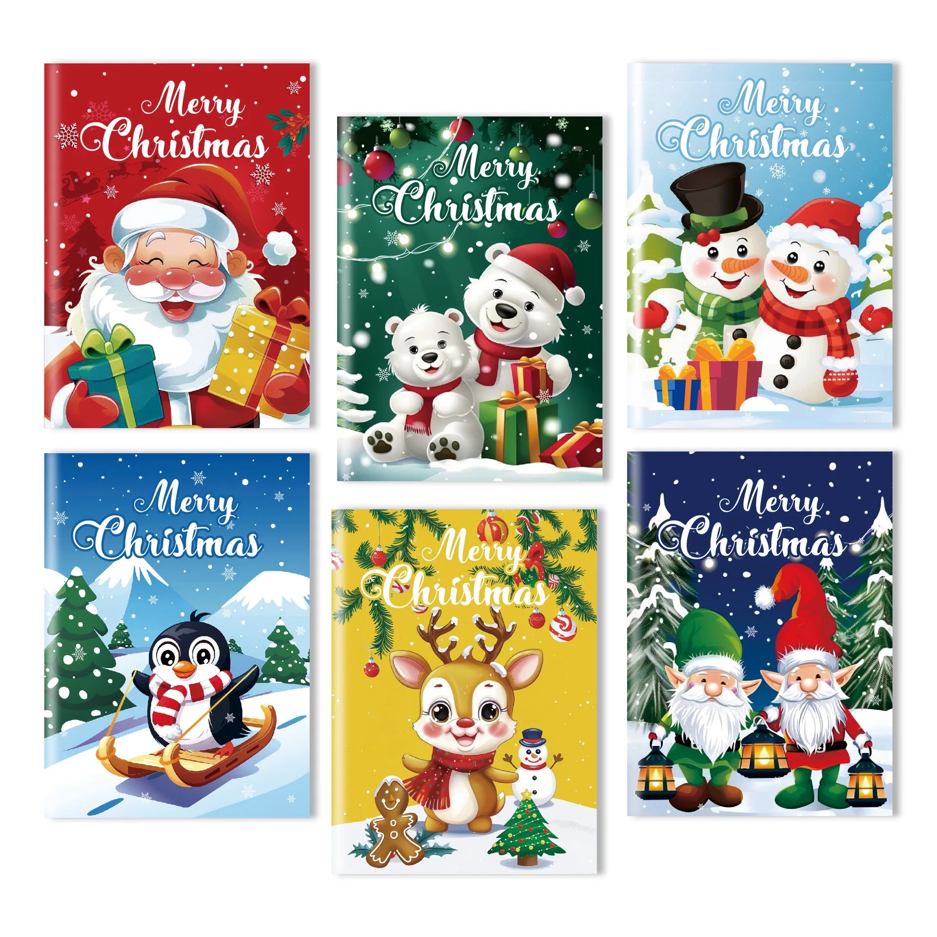 6 sets of Christmas coloring books, cartoon doodles, coloring books for children, holiday party, Christmas Eve coloring books