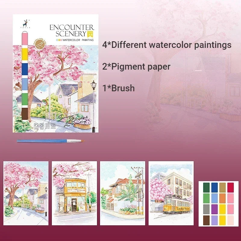 Children Watercolor Painting Book 4 Style Gouache Graffiti Picture Coloring Books Kids Drawing Notebooks Stationery Gifts