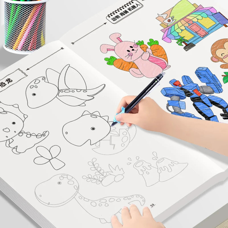 Interesting sketching manuals, drawing books: graffiti and coloring books, children's education art and handicraft sketchbooks