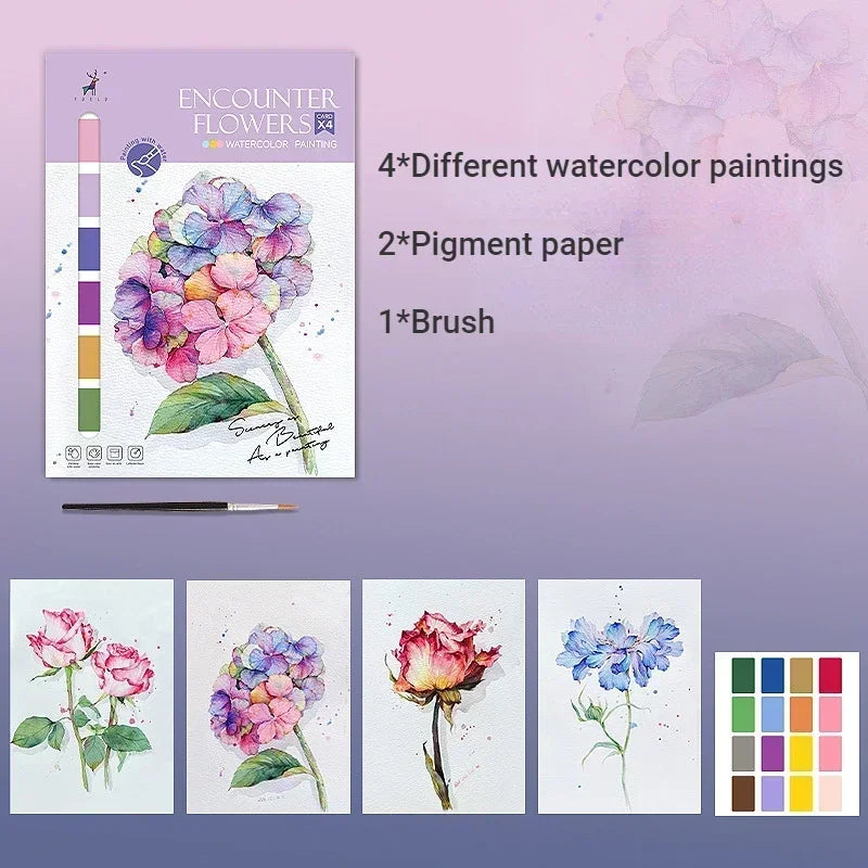 Children Watercolor Painting Book 4 Style Gouache Graffiti Picture Coloring Books Kids Drawing Notebooks Stationery Gifts