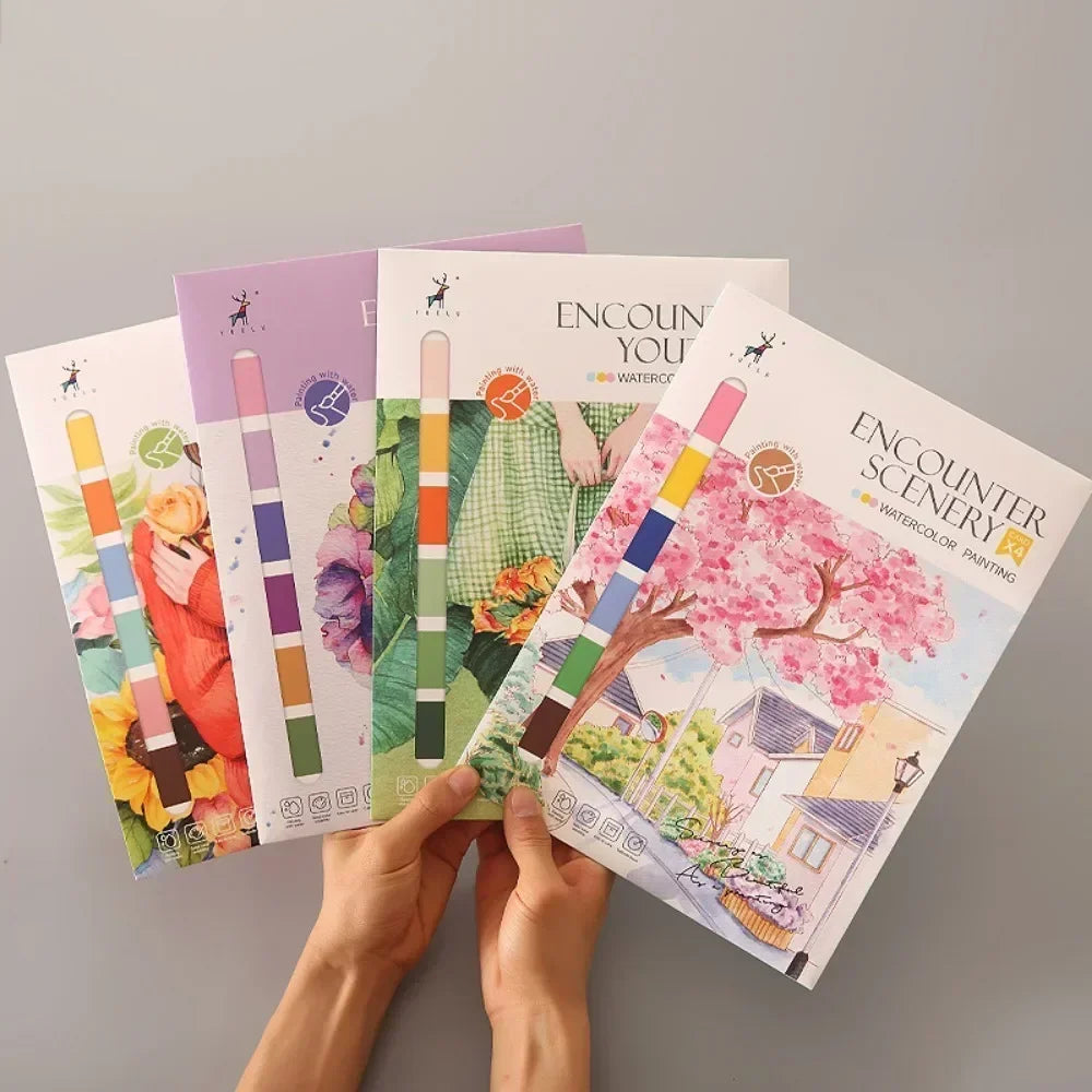 Children Watercolor Painting Book 4 Style Gouache Graffiti Picture Coloring Books Kids Drawing Notebooks Stationery Gifts
