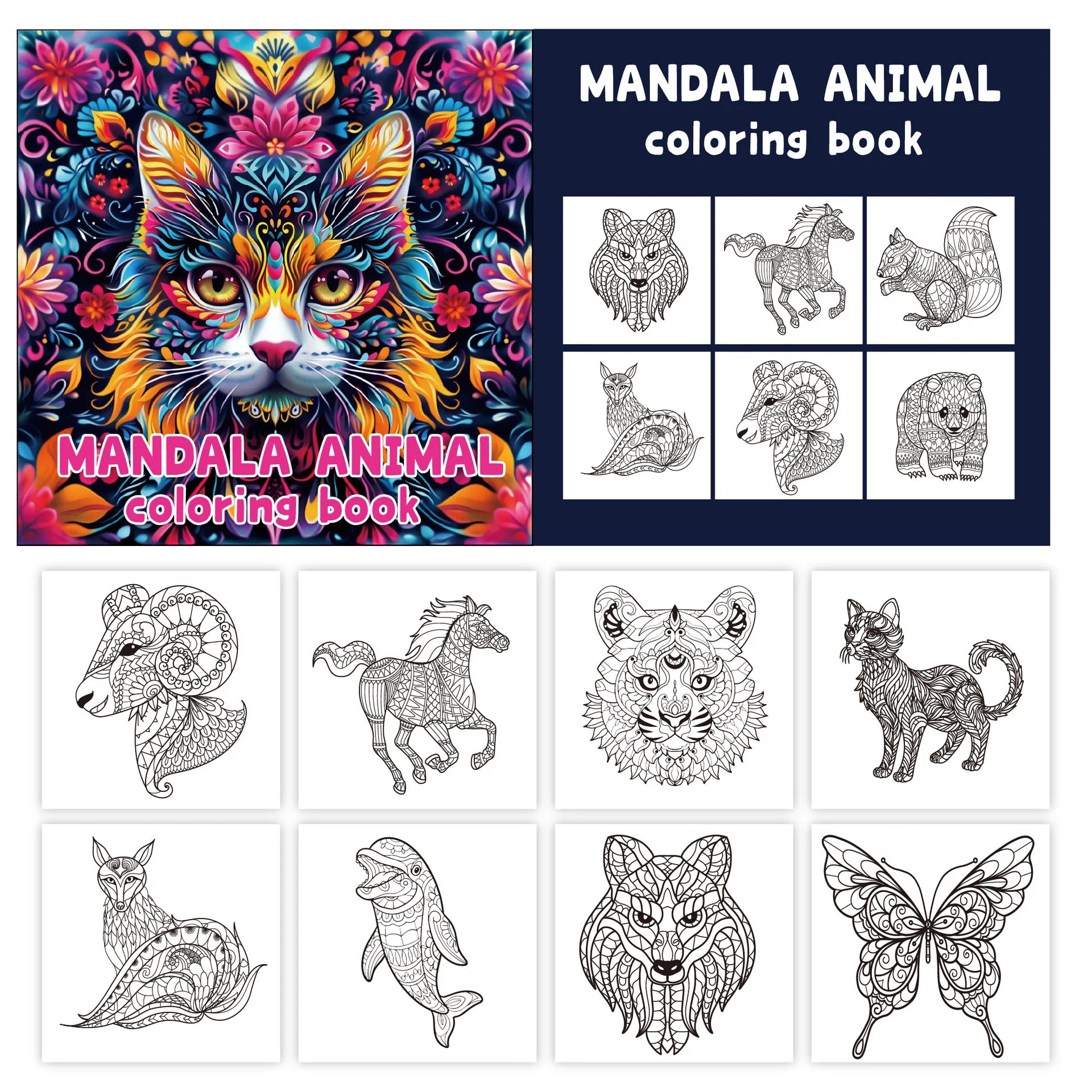24 Mandala Animal Coloring Books Adult Coloring Books Graffiti Watercolor Creative Coloring Illustrations