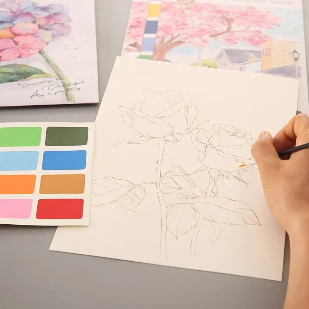 Children Watercolor Painting Book 4 Style Gouache Graffiti Picture Coloring Books Kids Drawing Notebooks Stationery Gifts