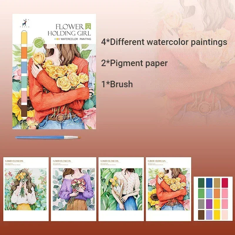 Children Watercolor Painting Book 4 Style Gouache Graffiti Picture Coloring Books Kids Drawing Notebooks Stationery Gifts